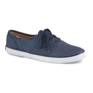 KEDS Navy Blue & White Polka Dot Lace-Up Sneakers